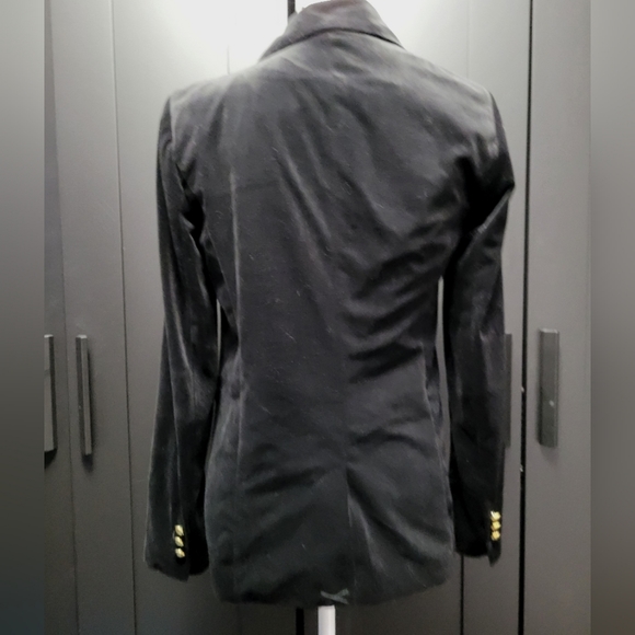 Adrienne Vittadini black velour velvet blazer with chunky gold buttons - Picture 6 of 9